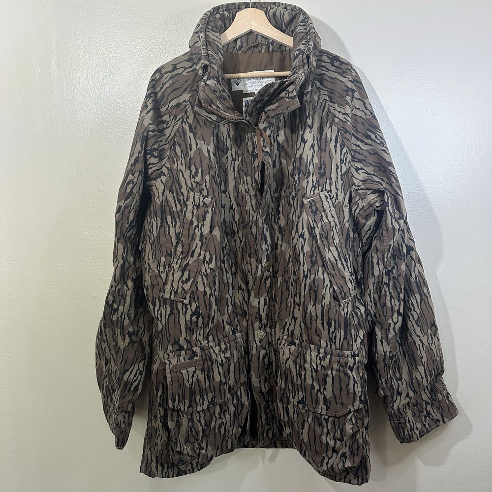 Columbia Omni Tech Mossy Oak Bottomland Camo Hunting Jacket Sz XLT Radial Sleeve